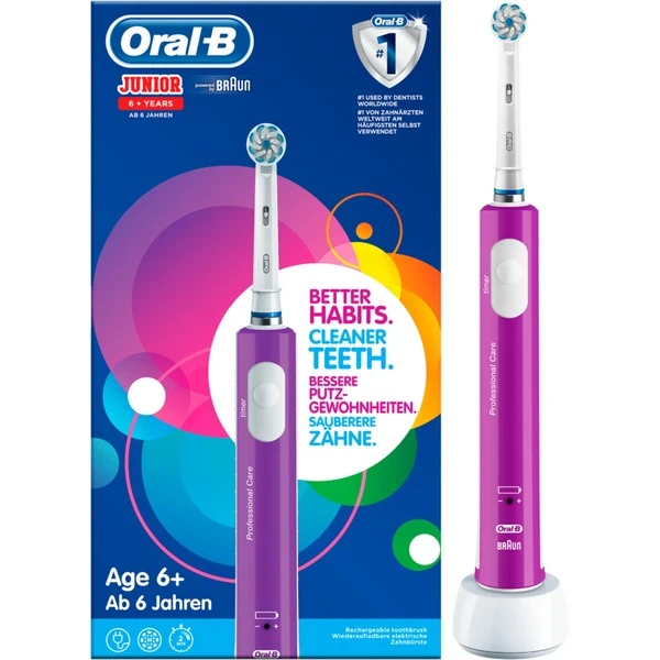 Braun Oral-B Junior, Elektrische Zahnbürste (lila/weiß) 4 Braun Oral-B Junior, Elektrische Zahnbürste (lila/weiß) – Bild 2