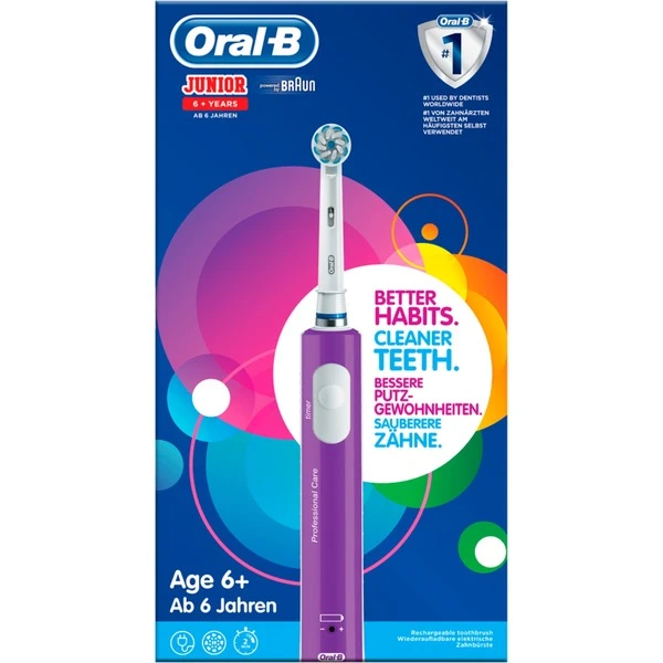 Braun Oral-B Junior, Elektrische Zahnbürste (lila/weiß) 5 Braun Oral-B Junior, Elektrische Zahnbürste (lila/weiß) – Bild 3