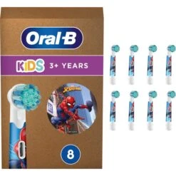 Braun Oral-B Kids Spiderman 8er, Aufsteckbürste (weiß, Frustfreie Verpackung)