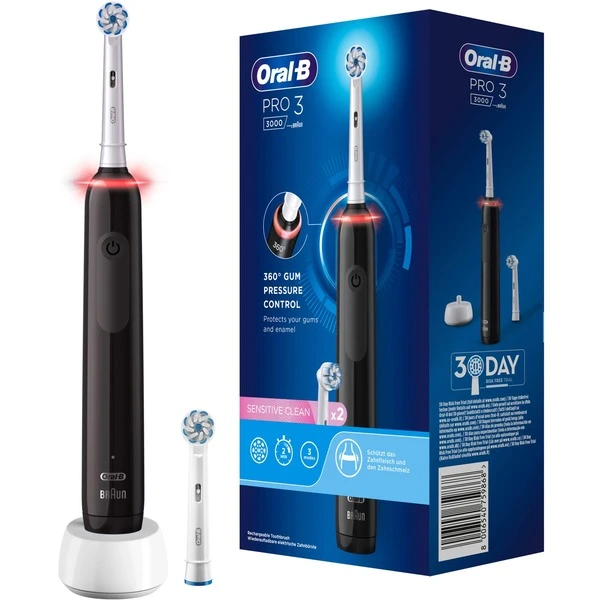 Braun Oral-B Pro 3 3000 Sensitive Clean, Elektrische Zahnbürste (schwarz/weiß)