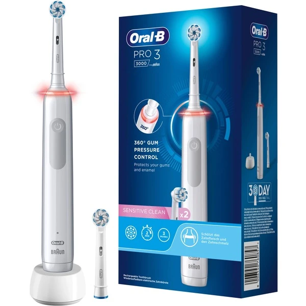 Braun Oral-B Pro 3 3000 Sensitive Clean, Elektrische Zahnbürste (weiß) 3 Braun Oral-B Pro 3 3000 Sensitive Clean, Elektrische Zahnbürste (weiß)