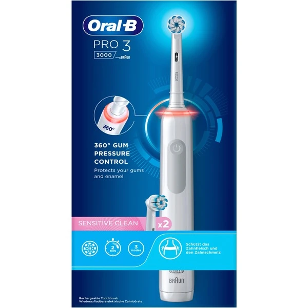 Braun Oral-B Pro 3 3000 Sensitive Clean, Elektrische Zahnbürste (weiß) 5 Braun Oral-B Pro 3 3000 Sensitive Clean, Elektrische Zahnbürste (weiß) – Bild 3