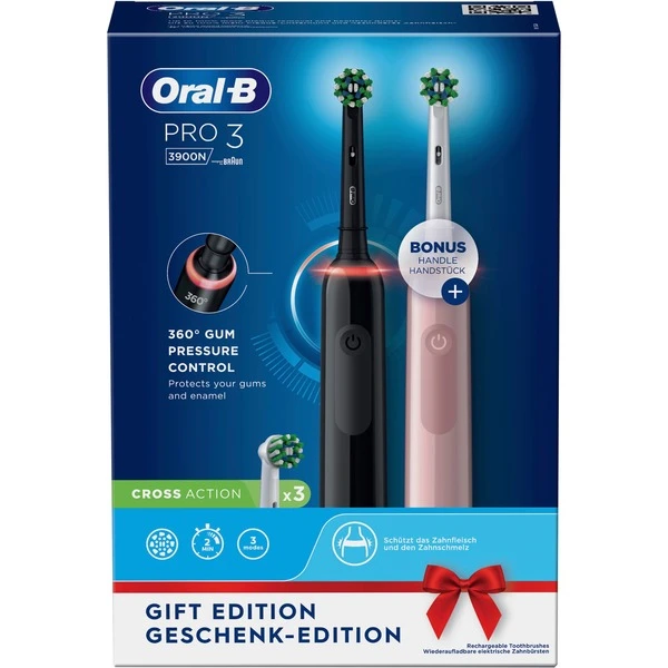 Braun Oral-B Pro 3 3900N Geschenk Edition, Elektrische Zahnbürste (schwarz/pink, Inkl. 2. Handstück) 5 Braun Oral-B Pro 3 3900N Geschenk Edition, Elektrische Zahnbürste (schwarz/pink, Inkl. 2. Handstück) – Bild 3
