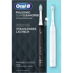 Braun Oral-B Pulsonic Slim Clean 2900, Elektrische Zahnbürste (schwarz/weiß, Inkl. 2. Handstück)