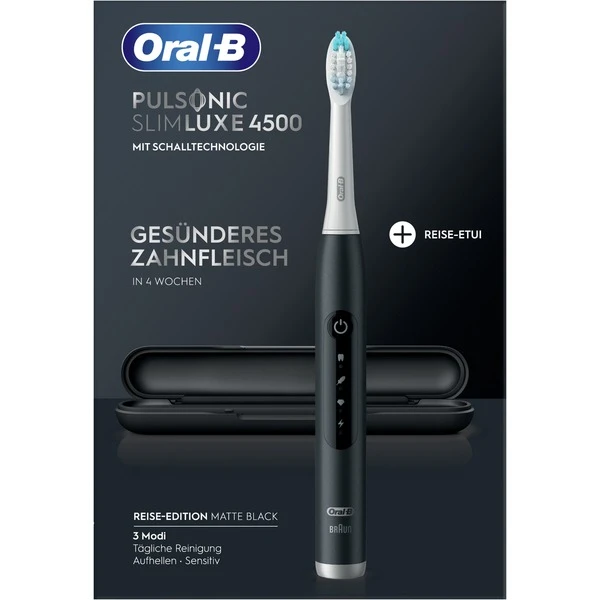 Braun Oral-B Pulsonic Slim Luxe 4500 Reise-Edition, Elektrische Zahnbürste (schwarz)