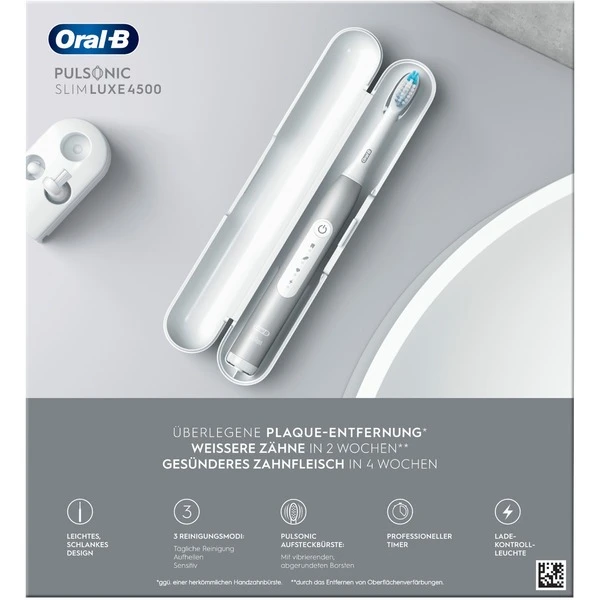 Braun Oral-B Pulsonic Slim Luxe 4500 Reise-Edition, Elektrische Zahnbürste (platin) – Bild 5