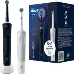 Braun Oral-B Vitality Pro D103 Duo, Elektrische Zahnbürste (schwarz/weiß, Black/White, Inkl. 2. Handstück)