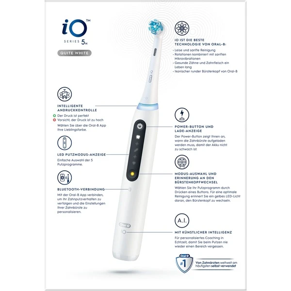 Braun Oral-B IO Series 5, Elektrische Zahnbürste (weiß, Quite White) 6 Braun Oral-B IO Series 5, Elektrische Zahnbürste (weiß, Quite White) – Bild 4