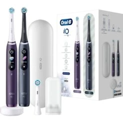 Braun Oral-B IO Series 8 Duo, Elektrische Zahnbürste (violett/schwarz, Violet Ametrine/Black Onyx, Inkl. 2. Handstück)