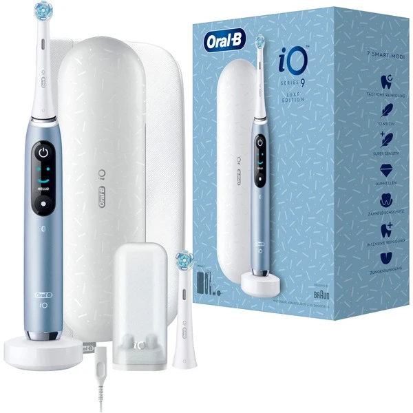 Braun Oral-B IO Series 9 Luxe Edition, Elektrische Zahnbürste (blau/weiß, Aqua Marine)