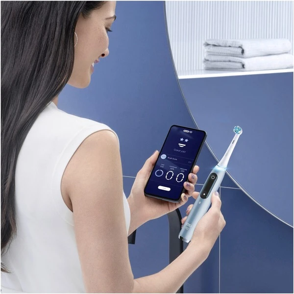 Braun Oral-B IO Series 9 Luxe Edition, Elektrische Zahnbürste (blau/weiß, Aqua Marine) – Bild 9