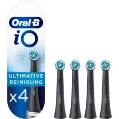 Braun Oral-B IO Ultimative Reinigung 4er, Aufsteckbürste (schwarz, Frustfreie Verpackung)
