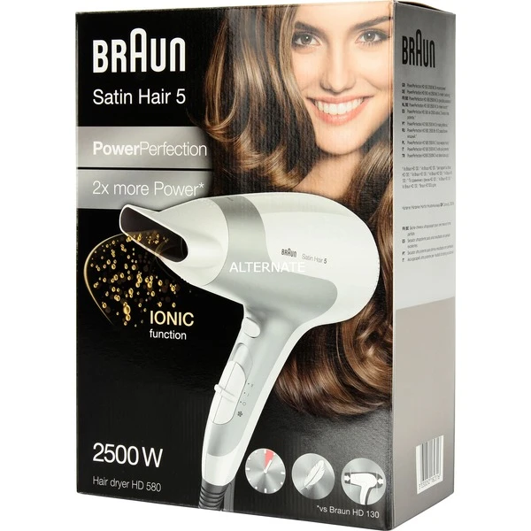Braun Satin Hair 5 PowerPerfection HD580, Haartrockner (weiß/silber) 8 Braun Satin Hair 5 PowerPerfection HD580, Haartrockner (weiß/silber) – Bild 6