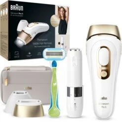 Braun Silk-expert Pro 5 IPL PL5159, Haarentferner (weiß/gold, Inkl. Tasche + Face Mini-Gesichtshaarentferner + Venus Extra Smooth) -Körperpflege Store Braun Silk expert Pro 5 IPL PL5159 Haarentferner@@1816536 2
