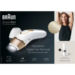 Braun Silk-expert Pro 5 IPL PL5159, Haarentferner (weiß/gold, Inkl. Tasche + Face Mini-Gesichtshaarentferner + Venus Extra Smooth) -Körperpflege Store Braun Silk expert Pro 5 IPL PL5159 Haarentferner@@1816536 3