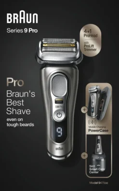 Braun Series 9 Pro 9475cc Elektrorasierer Für Herren, 4+1 Scherkopf Mit ProLift Trimmer, PowerCase, 5-in-1 Reinigungsstation, 60 Min Laufzeit, Wet&Dry -Körperpflege Store a02daab1c6623029b9ce7cbd7a13205b