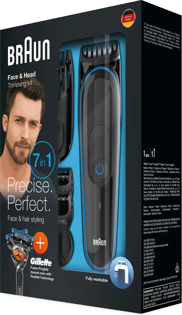 Braun Multi-Grooming-Kit MGK3045 Schwarz/Blau – 7-in-1 Präzisionstrimmer Für Bart- Und Haarstyling 8 Braun Multi-Grooming-Kit MGK3045 Schwarz/Blau – 7-in-1 Präzisionstrimmer Für Bart- Und Haarstyling – Bild 6