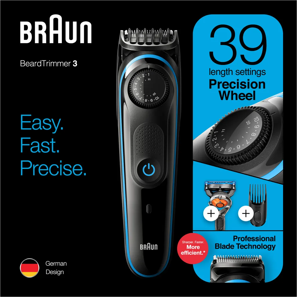 Braun BT3240 Herren-Barttrimmer Und Haarschneider, 39 Längeneinstellungen, Schwarz/blau 4 Braun BT3240 Herren-Barttrimmer Und Haarschneider, 39 Längeneinstellungen, Schwarz/blau – Bild 2