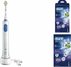 Oral-B Pro 600 3D White Elektrische Zahnbürste Blau/weiss