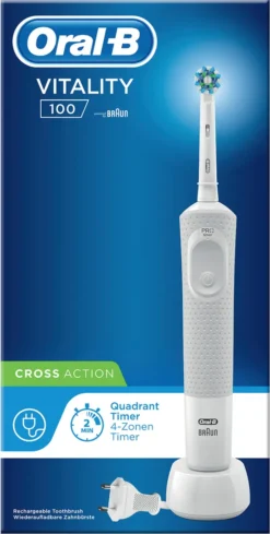 Oral-B Vitality 100 Cross Action Elektrische Zahnbürste, Weiß