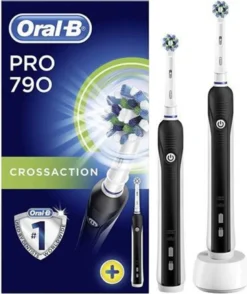 Oral-B Zahnbürste PRO 790 Cross Action Für Erwachsene, Wiederaufladbar, Zahnputzmodi 1, Anzahl Der Enthaltenen Bürstenköpfe 2, Schwarz/Weiß