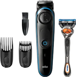 Braun BT3240 Herren-Barttrimmer Und Haarschneider, 39 Längeneinstellungen, Schwarz/blau