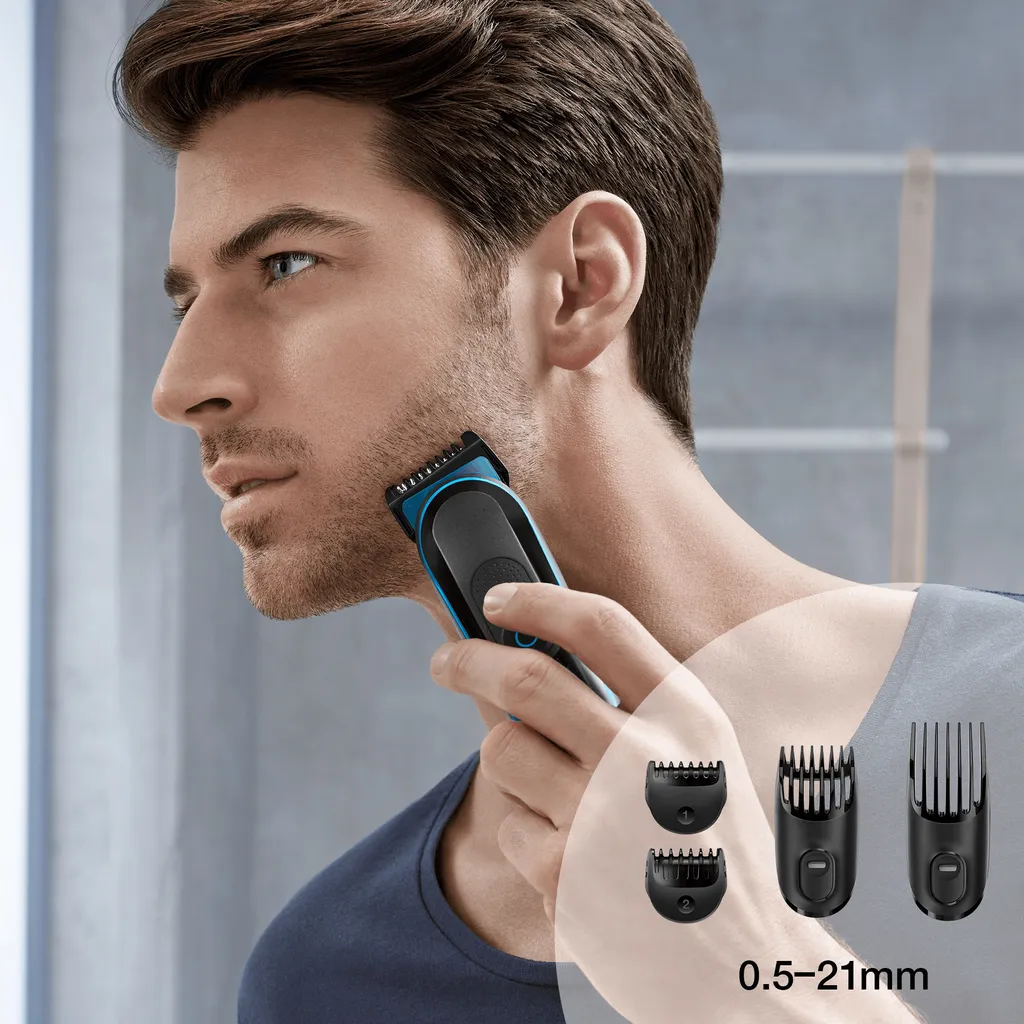 Braun Multi-Grooming-Kit MGK3045 Schwarz/Blau – 7-in-1 Präzisionstrimmer Für Bart- Und Haarstyling 5 Braun Multi-Grooming-Kit MGK3045 Schwarz/Blau – 7-in-1 Präzisionstrimmer Für Bart- Und Haarstyling – Bild 3