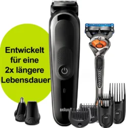 Braun 8-in-1-Trimmer MGK5260 Gesichtshaartrimmer, Barttrimmer Und Haarschneider Für Herren, Schwarz/grau