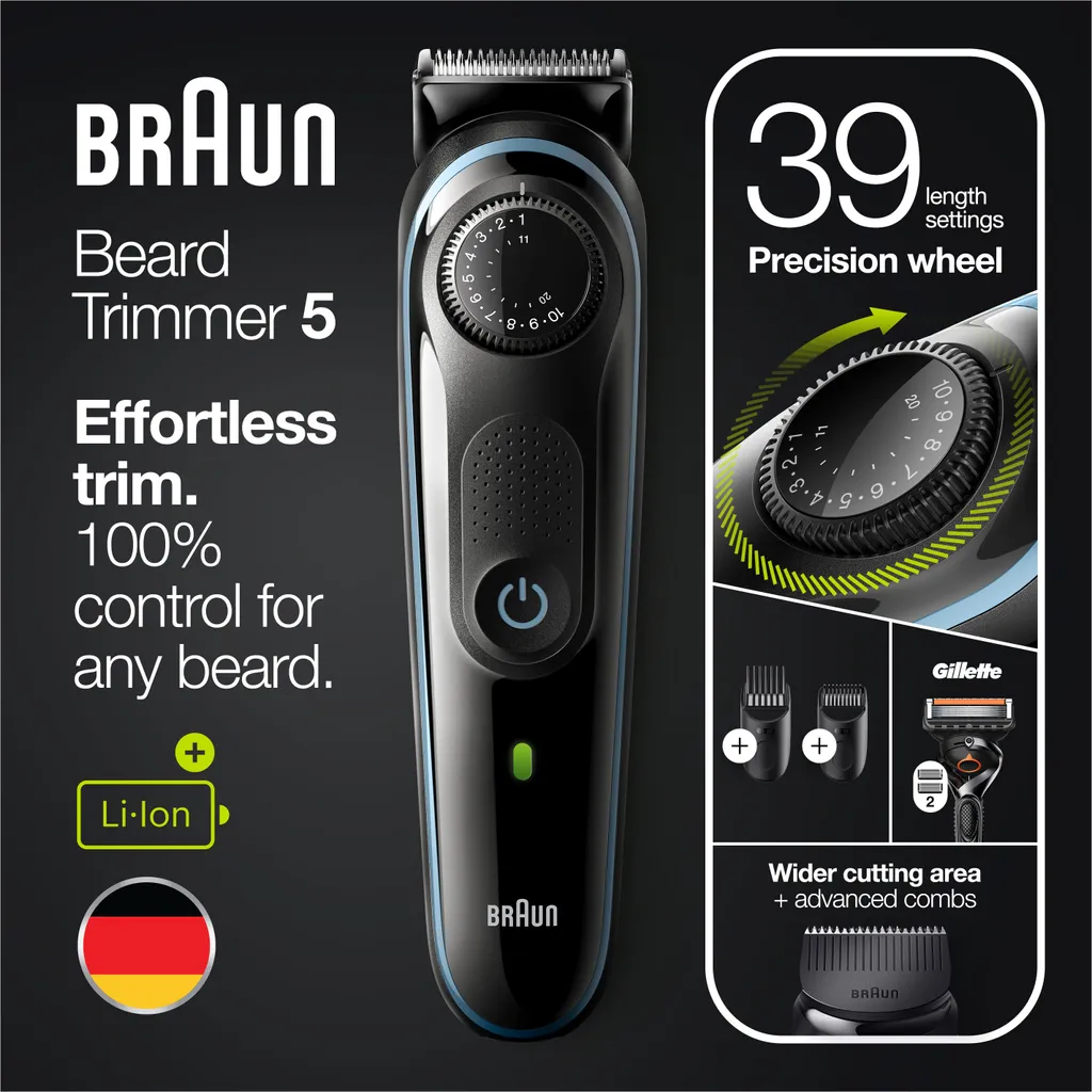 Braun Barttrimmer 5 BT5340, Barttrimmer Und Haarschneider Für Herren, Für Gesichts- Und Kopfhaare 3 Braun Barttrimmer 5 BT5340, Barttrimmer Und Haarschneider Für Herren, Für Gesichts- Und Kopfhaare