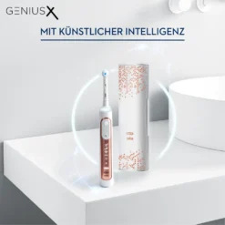 Braun Oral-B Genius X 20100S Elektrische Zahnbürste, Mit Künstlicher Intelligenz Und Premium Lade-Reise-Etui, Rose Gold -Körperpflege Store d865724dd304535a2dc147999cf9a630