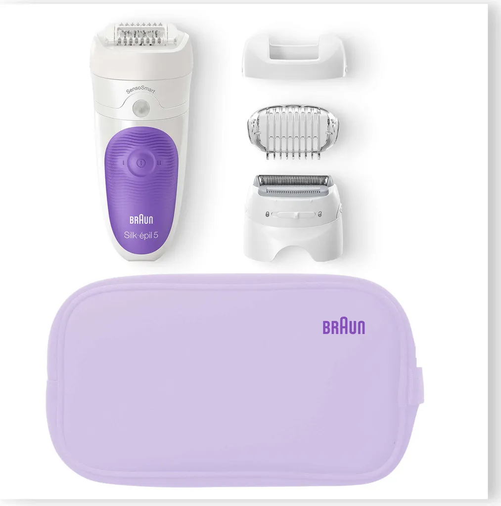 Braun Silk-épil 5 5-549 Geschenkset – SensoSmart Epilierer Violett, Mit Neopren Kulturtasche 7 Braun Silk-épil 5 5-549 Geschenkset – SensoSmart Epilierer Violett, Mit Neopren Kulturtasche – Bild 5
