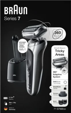 Braun Series 7 71-S7500cc Elektrorasierer Mit Barttrimmer, Reinigungsstation, Silber -Körperpflege Store dde8582d905fa330c3f212235bd61470