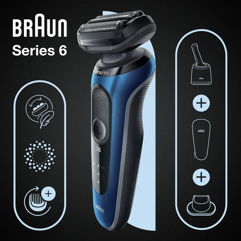 Braun Elektrischer Rasierer - Series 6 - 61-B7200cc + Präzisionsaufsatz & Reinigungsstation - Blau & Schwarz 12 Braun Elektrischer Rasierer - Series 6 - 61-B7200cc + Präzisionsaufsatz & Reinigungsstation - Blau & Schwarz – Bild 10