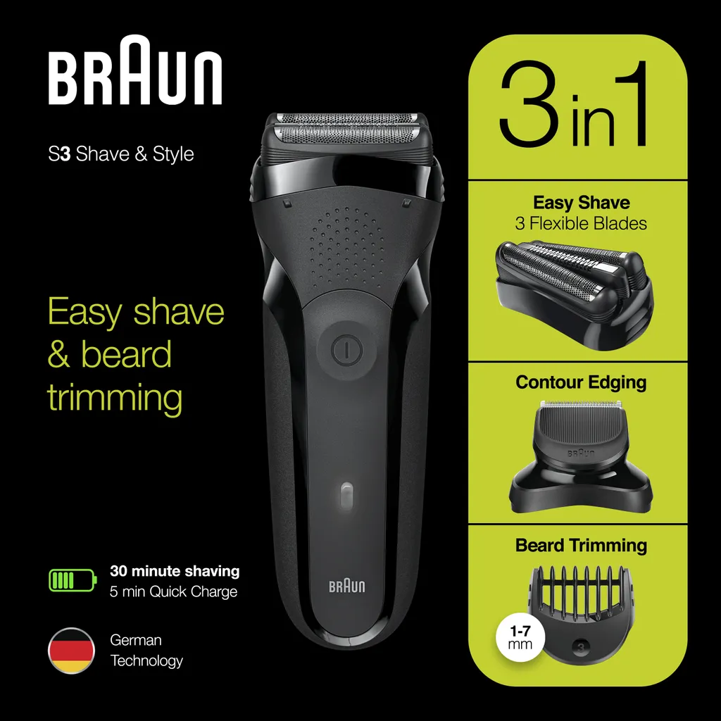 Braun Series 3 Shave&Style 300BT Elektrorasierer, Rasierer Für Herren, Schwarz 11 Braun Series 3 Shave&Style 300BT Elektrorasierer, Rasierer Für Herren, Schwarz – Bild 9
