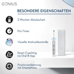 Oral-B Genius 8000N Elektrische Zahnbürste Mit Positionserkennung & Reise-Etui, Silber -Körperpflege Store e741e9bde0ab2aff7855dcc247d42bbb