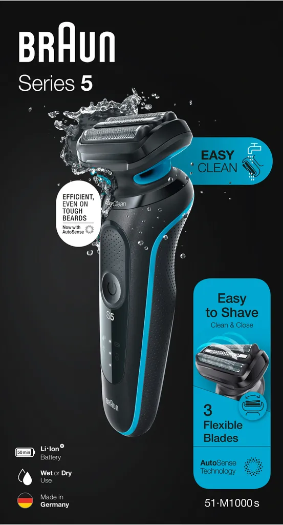 Braun Elektrischer Rasierer - Series 5 - 51-M1000s - Schwarz & Blau 5 Braun Elektrischer Rasierer - Series 5 - 51-M1000s - Schwarz & Blau – Bild 3