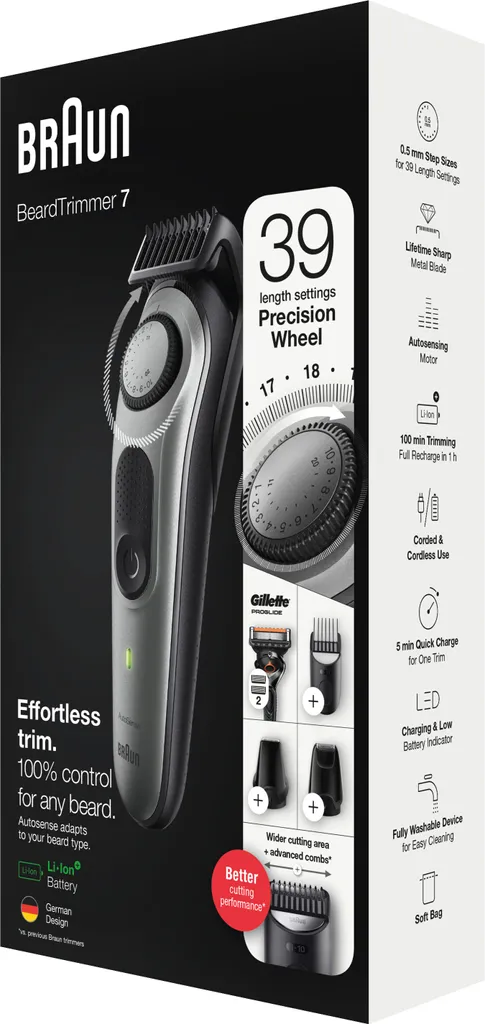 Braun Barttrimmer 7 BT7320, Barttrimmer Und Haarschneider Für Herren, Für Gesichts- Und Kopfhaare 11 Braun Barttrimmer 7 BT7320, Barttrimmer Und Haarschneider Für Herren, Für Gesichts- Und Kopfhaare – Bild 9