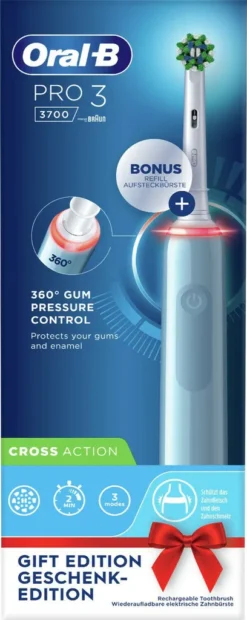 Oral-B Pro 3 80332162, Erwachsener, Rotierende-vibrierende Zahnbürste, Tägliche Pflege, Sensibel, Für Weiße Zähne, Schwarz, Blau, 2 Min, Rund -Körperpflege Store eca0e7efce06e3f20814f8e376975a7c