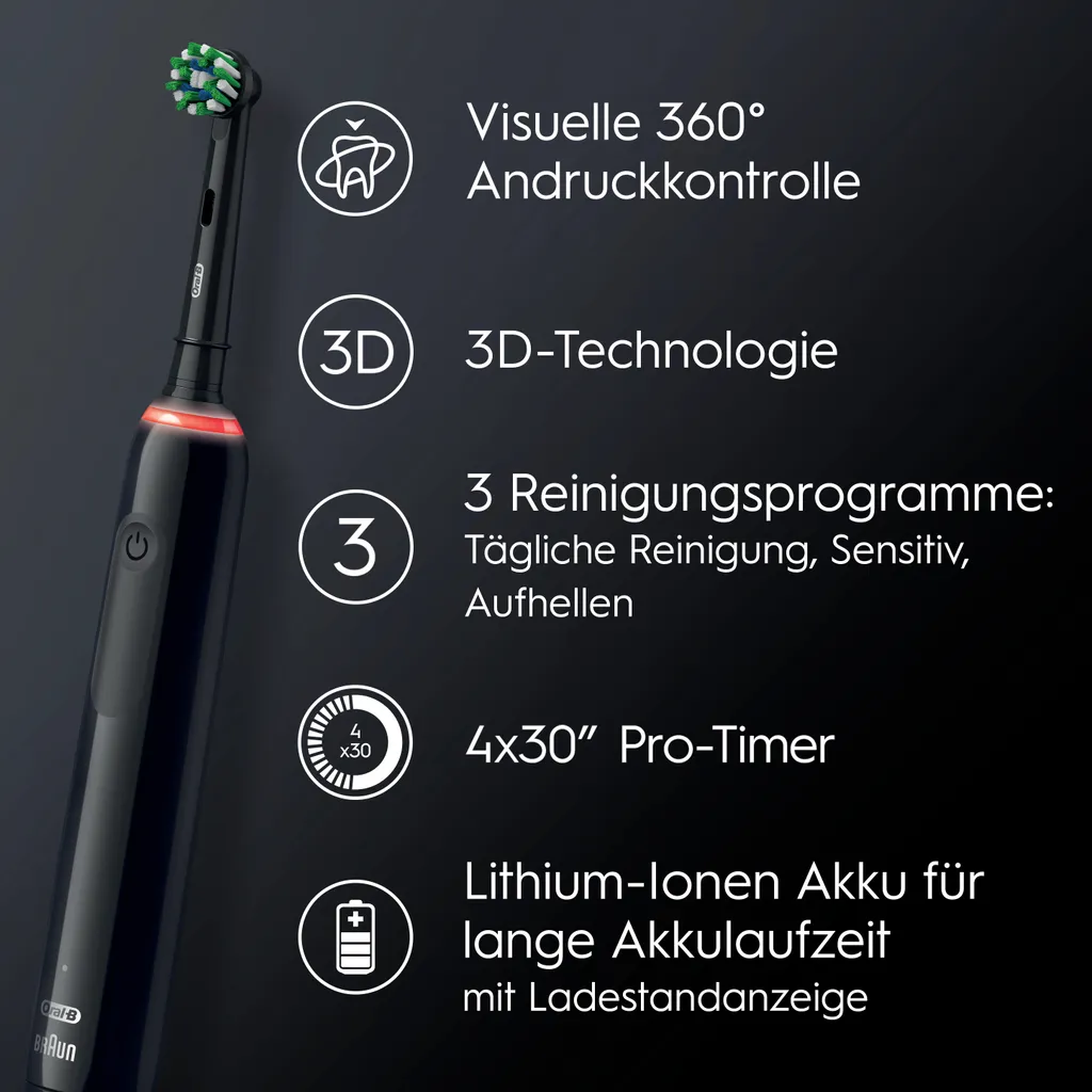 Oral-B PRO 3 3000 Cross Action Black Edition JAS 22 4 Oral-B PRO 3 3000 Cross Action Black Edition JAS 22 – Bild 2