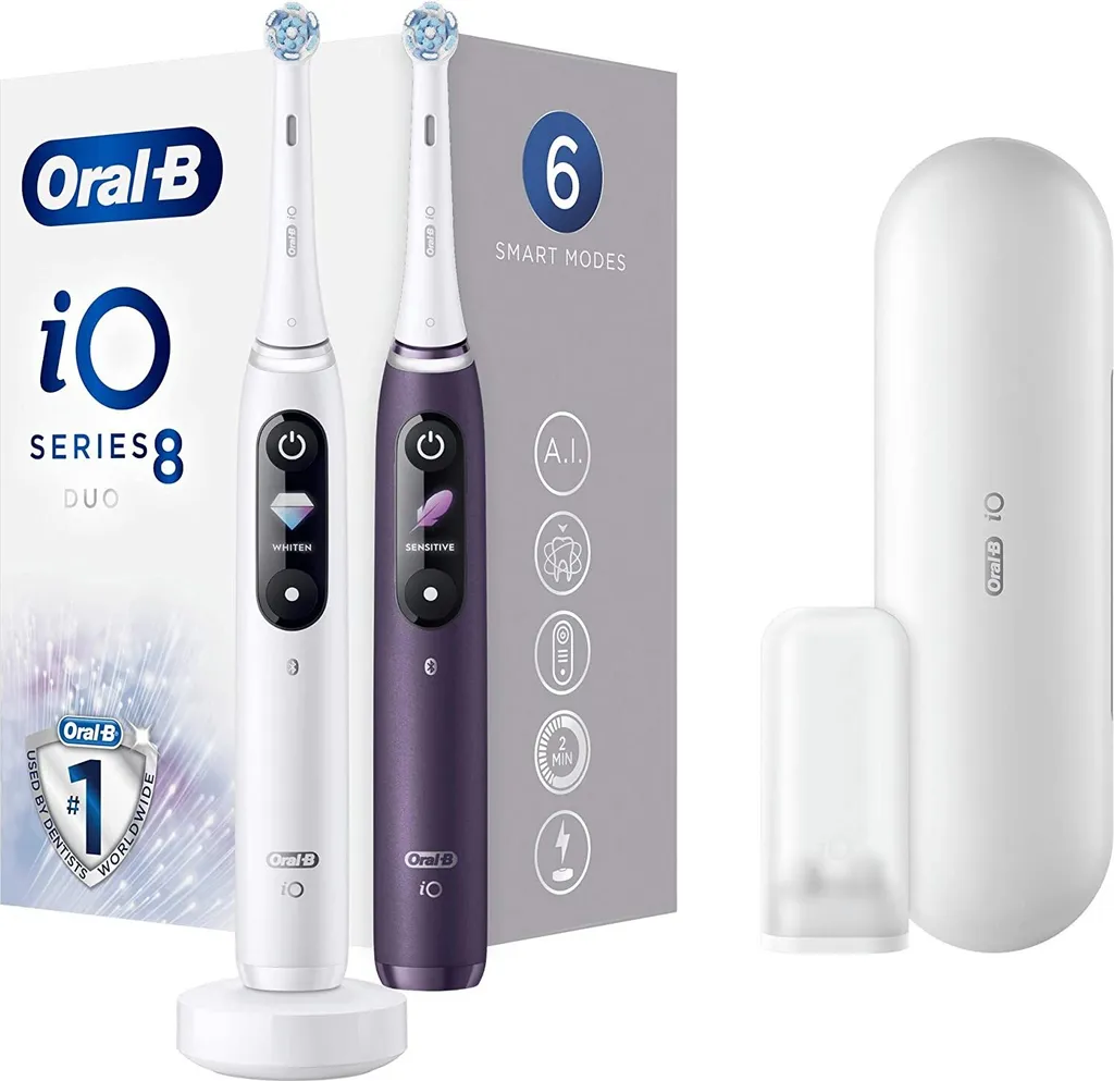 Oral-B IO 8 Doppelpack Elektrische Zahnbürste/Electric Toothbrush Mit Revolutionärer Magnet-Technologie & Mikrovibrationen, 6 Putzprogramme, Farbdisplay & Reiseetui, White Alabaster/violet Ametrine 3 Oral-B IO 8 Doppelpack Elektrische Zahnbürste/Electric Toothbrush Mit Revolutionärer Magnet-Technologie & Mikrovibrationen, 6 Putzprogramme, Farbdisplay & Reiseetui, White Alabaster/violet Ametrine