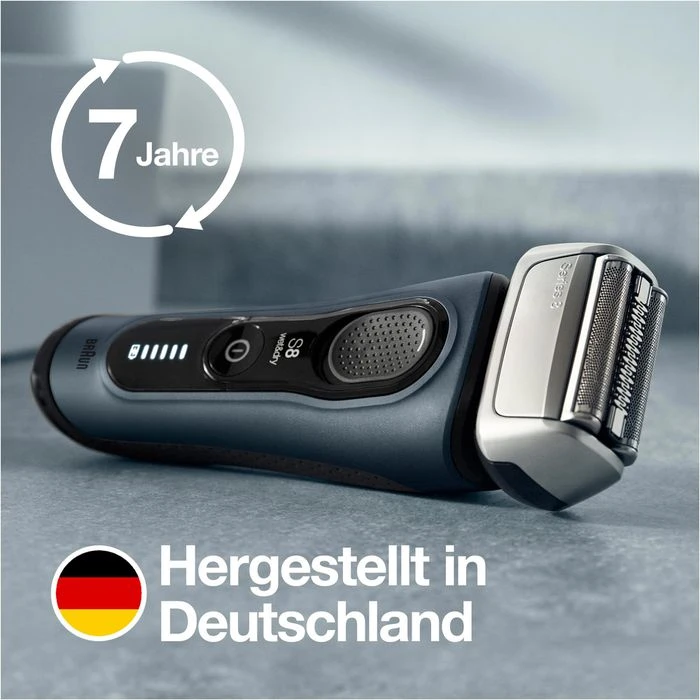 Braun Elektrorasierer Series 8 8413s, Fjordgrau, Wet & Dry, 3+1 Scherkopf, Mit Trimmer & Reise-Etui 7 Braun Elektrorasierer Series 8 8413s, Fjordgrau, Wet & Dry, 3+1 Scherkopf, Mit Trimmer & Reise-Etui – Bild 5