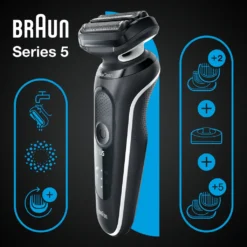 Braun Elektrischer Rasierer - Series 5 - 51-W4650cs + 2 Aufsätze & Ladestation - Schwarz & Weiß -Körperpflege Store fc44850eb7345511754951fead7ad9d3